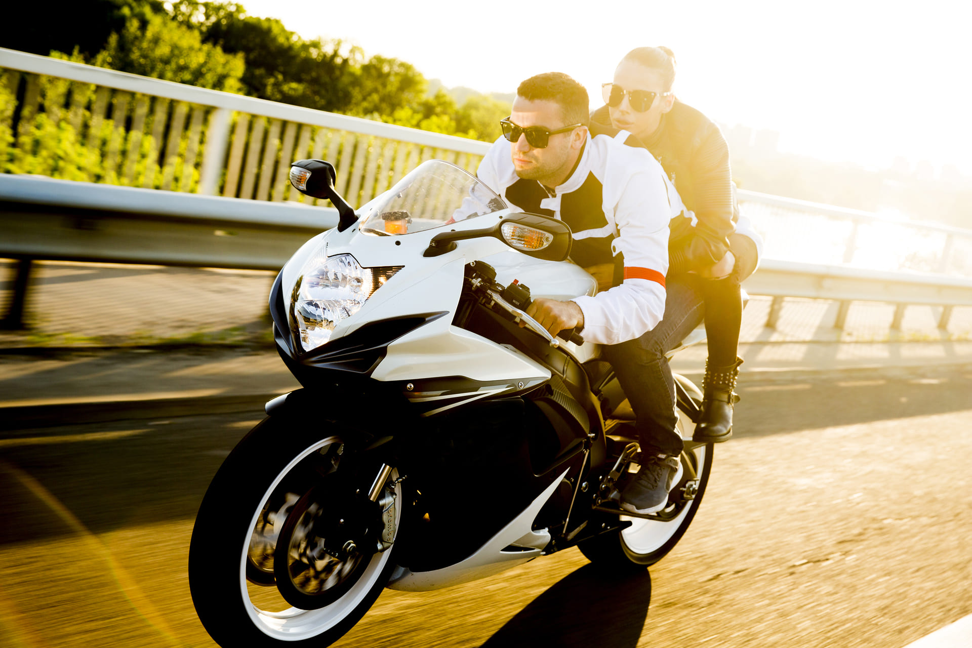couple on motorcycle