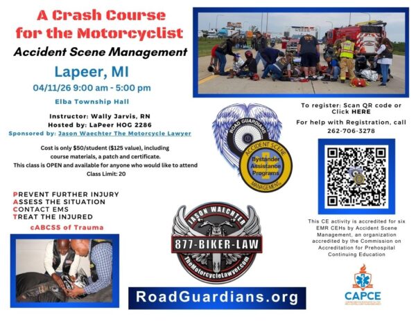 Accident Scene Management Motorcyclists 2026-04-11 in Lapeer, MI