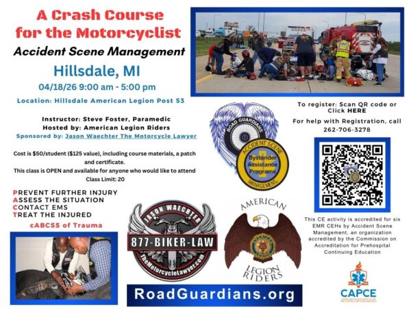 Accident Scene Management Motrocyclists 2026 04 18 Lapeer MI
