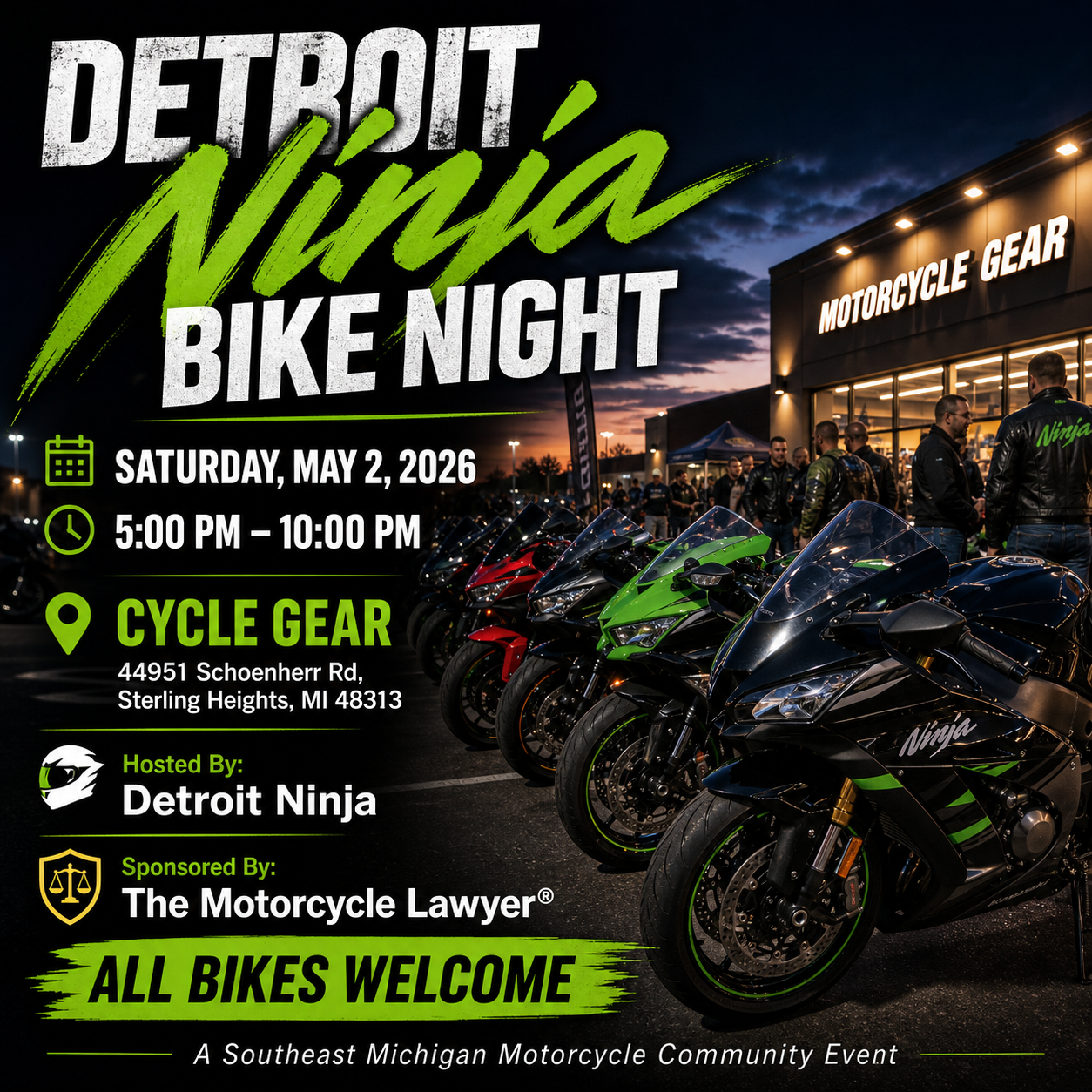 Bike Night Cycle Gear Detroit Ninja Sterling Heights